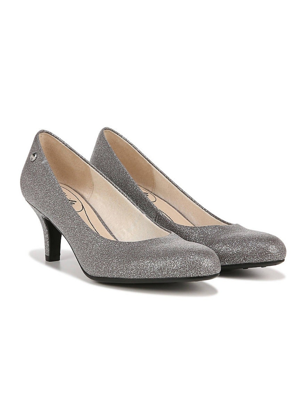 Women's Silver Glitter Mid Heel Pumps
